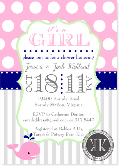 Baby Whale Shower Invitation