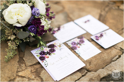 Purple Boho Floral Invitation Suite