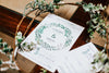 Green Watercolor Wreath Wedding Invitation
