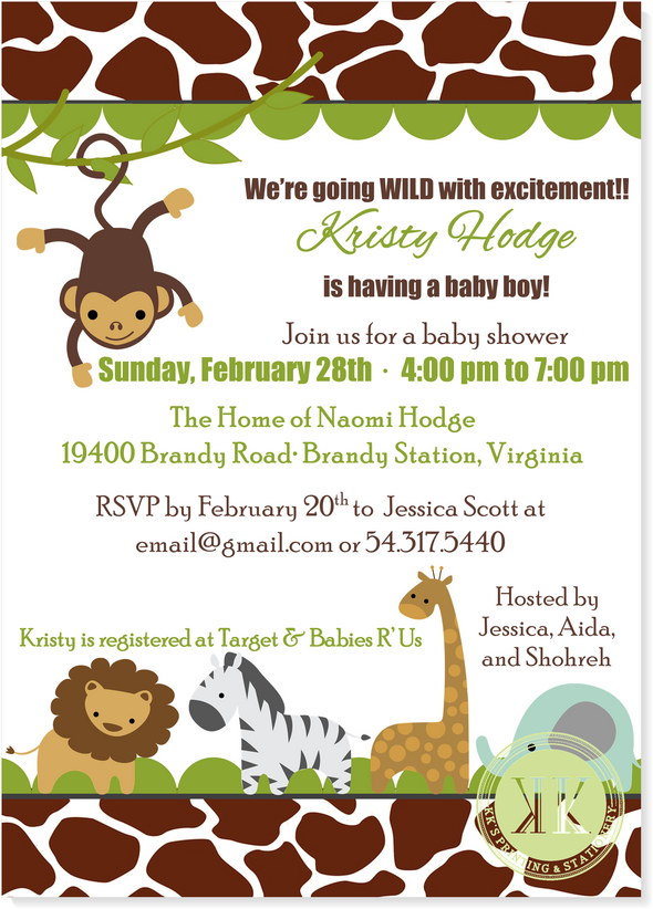 Baby Zoo Animals Baby Shower Invitation