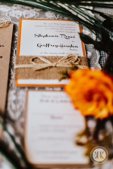 Burlap and Twine Wrapped Invitation