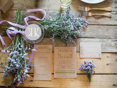 Kraft flowers wedding invitation